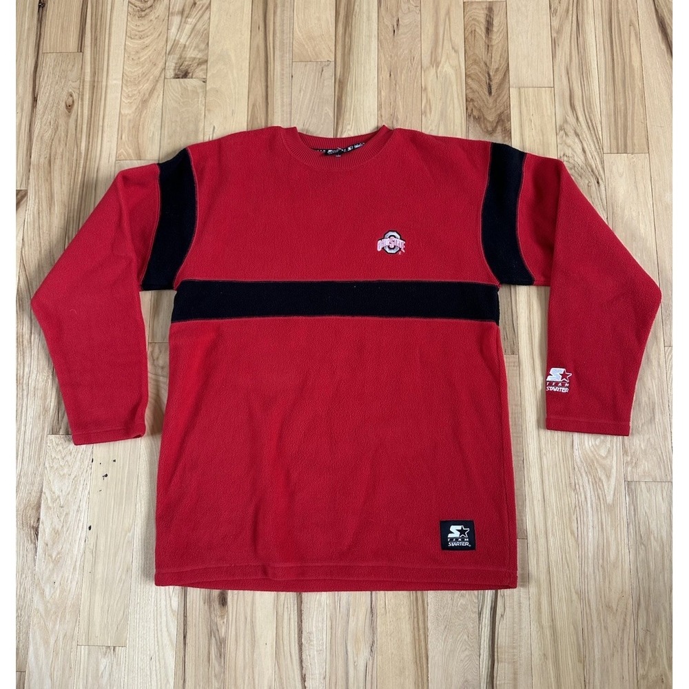 Ohio State Buckeyes Starter Fleece L Pullover Sweatshirt Red Y2K Large